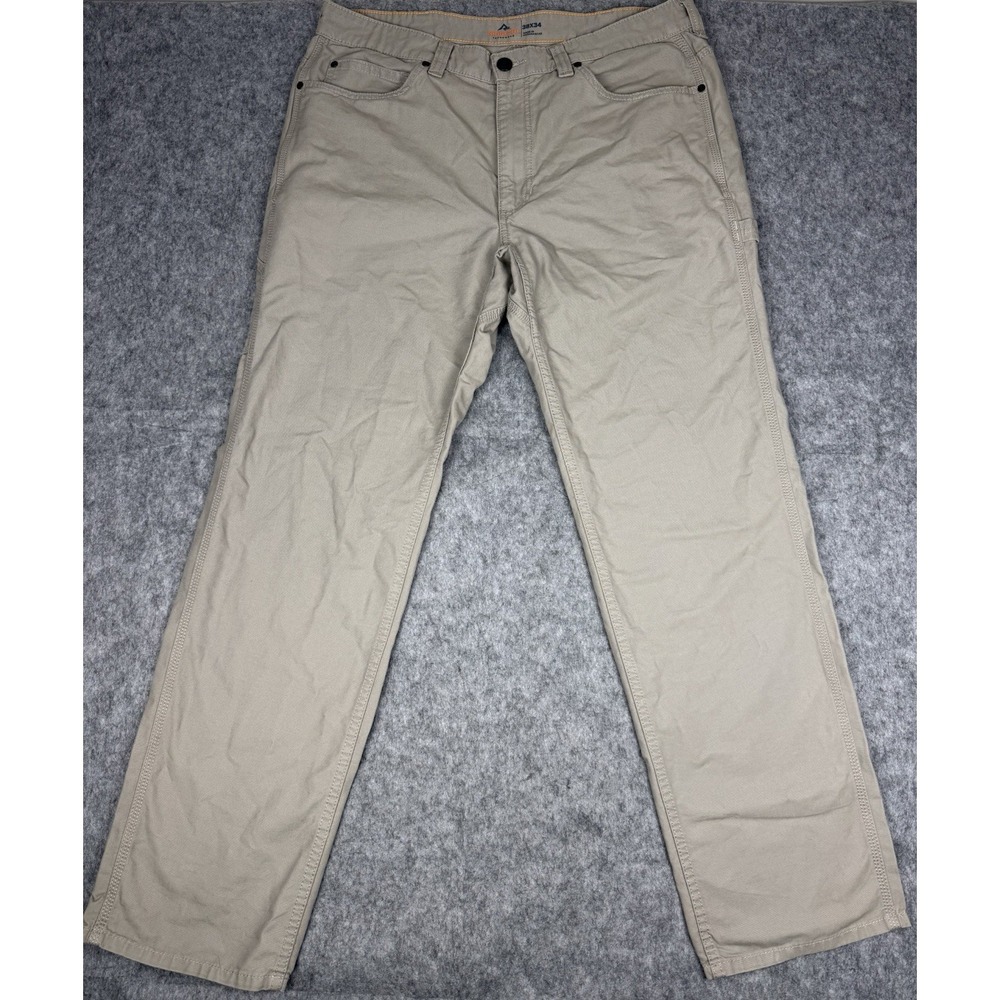 Ridgecut Toughwear Men's Pants Canvas Work Carpenter Khaki Tan Beige 38x34